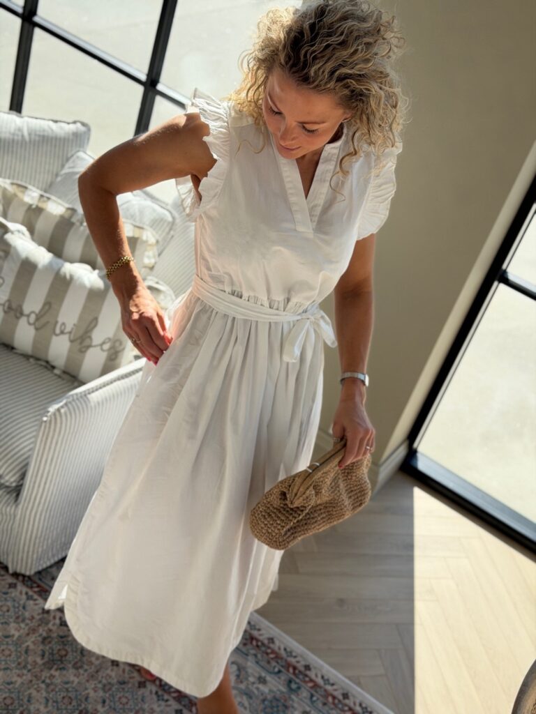 Selected Femme Ida Regular Long Dress – Hvit sommerkjole i bomull