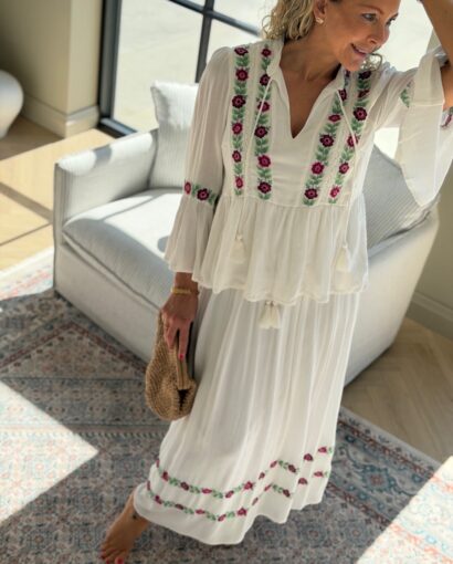 YAS Chella HW Maxi Skirt – Maxiskjørt i viskose med bohemsk sett