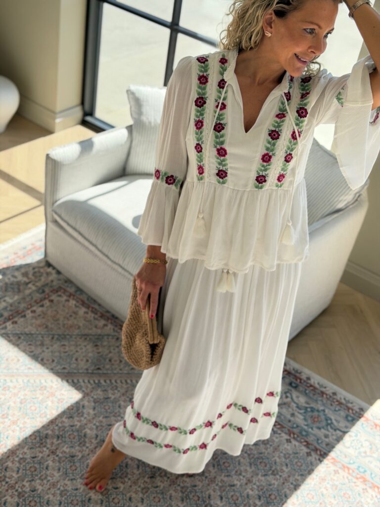 YAS Chella HW Maxi Skirt – Maxiskjørt i viskose med bohemsk sett