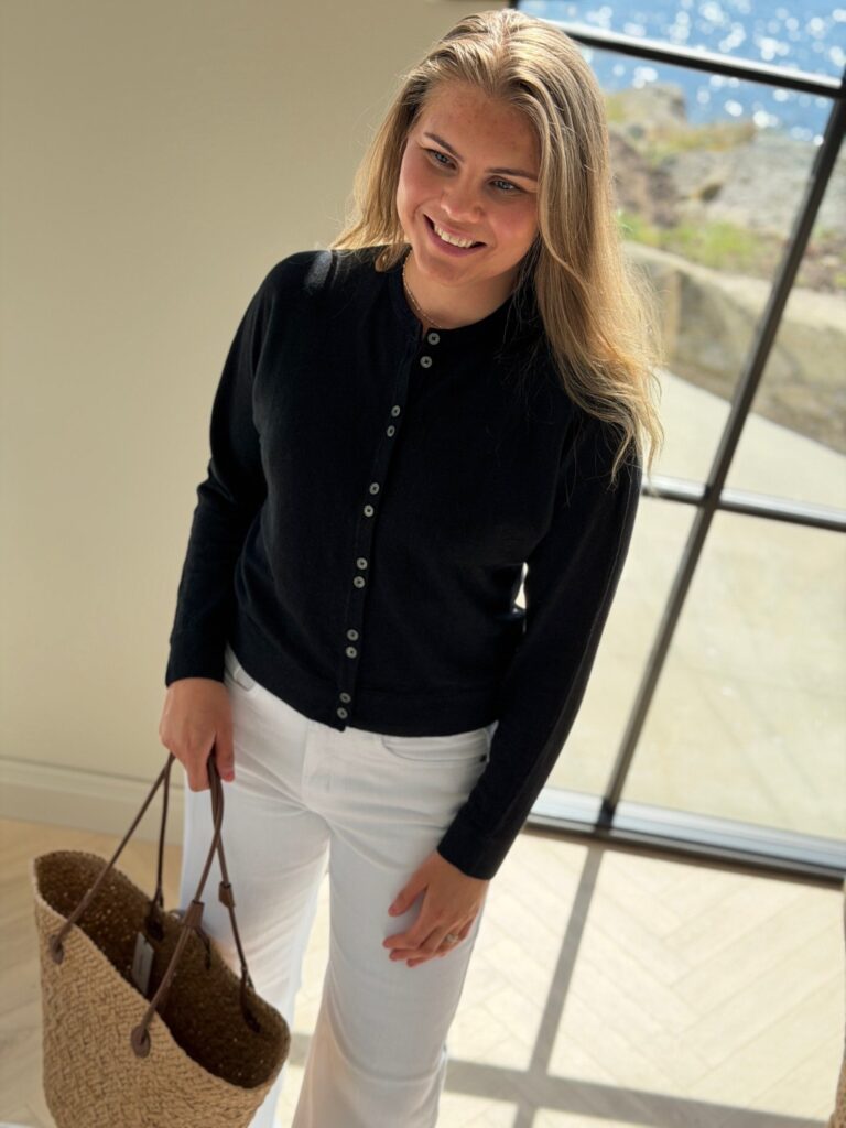 Selected Femme Jane Linen LS Bat Knit Cardigan Black – Cardigan i 100% lin