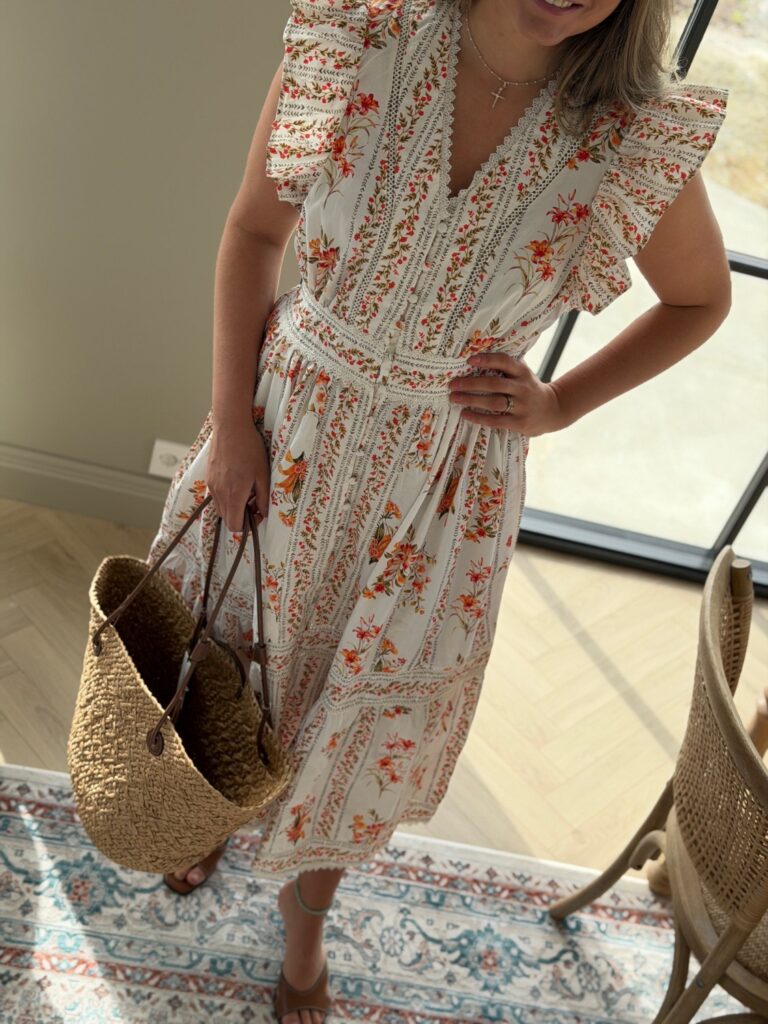 YAS Floratina CS Long Dress Pristine – Blomstrete midikjole