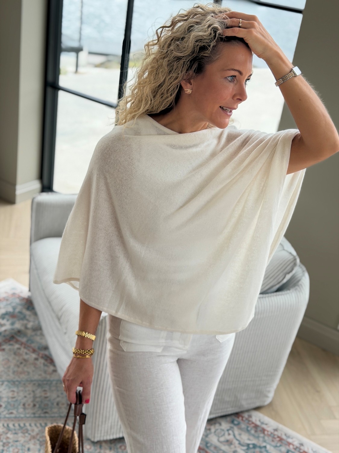 NOHR Poncho i Ull/Kashmir Offwhite