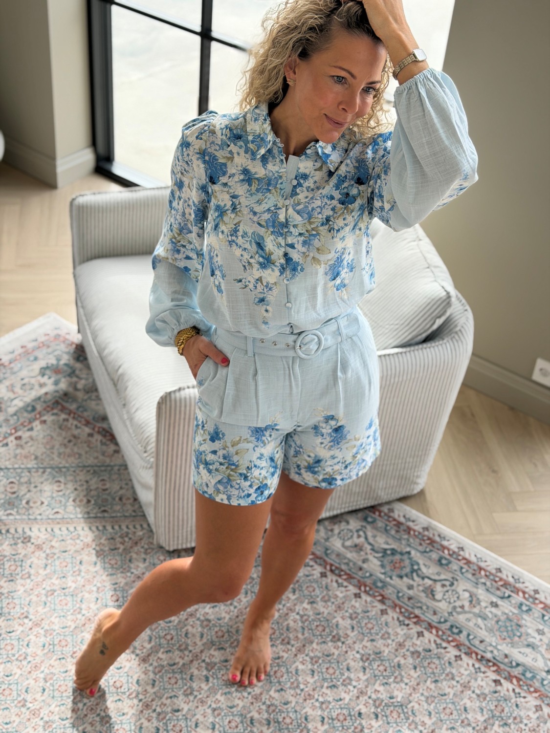 Y.A.S Cleo HW Shorts EX SkyWay/Cleo AOP – Feminine shorts i matchende sett