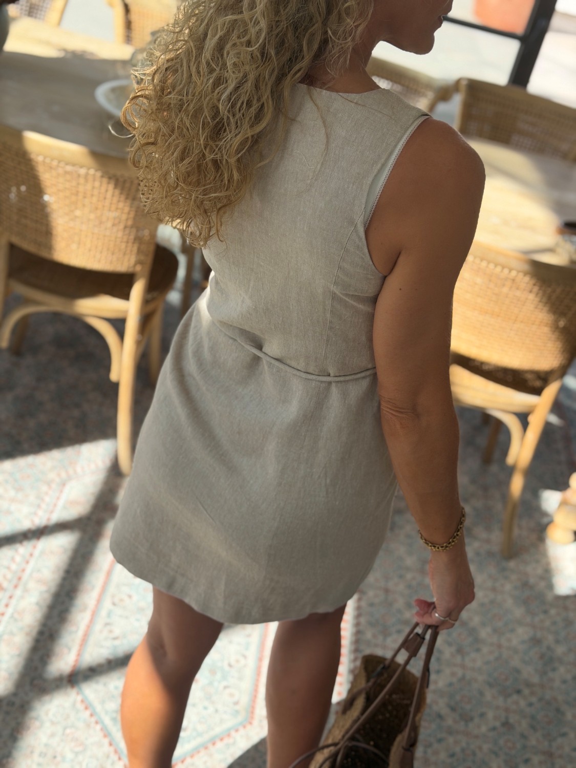 YAS Usuma SL Linen Blend Dress White Pepper – Ermeløs linkjole dame