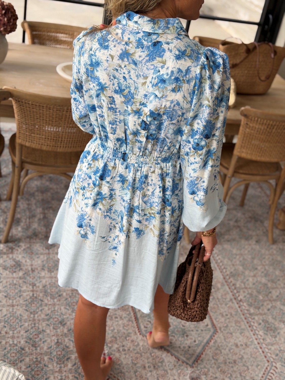 YAS Cleo LS Dress Skyway Cleo Print -Sommerkjole dame i viskose og lin