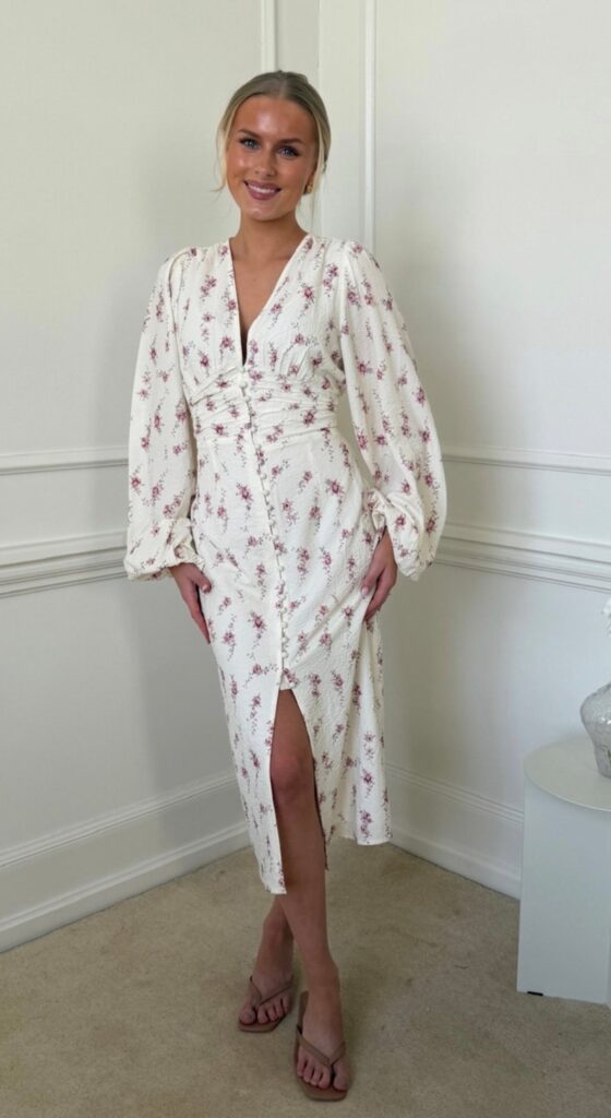 BY IC Ada Mididress Off White Vintage Rose