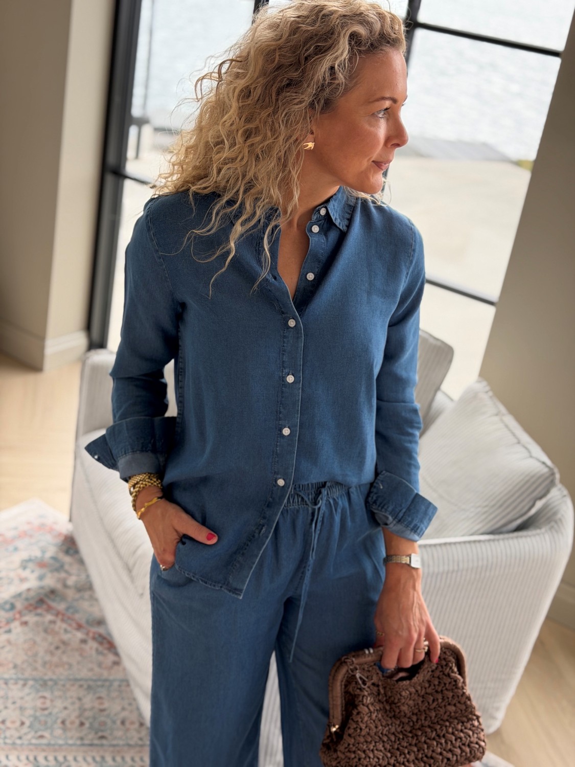 Selected Femme Janna-Viva LS Shirt Medium Blue Denim - Denimsett dame