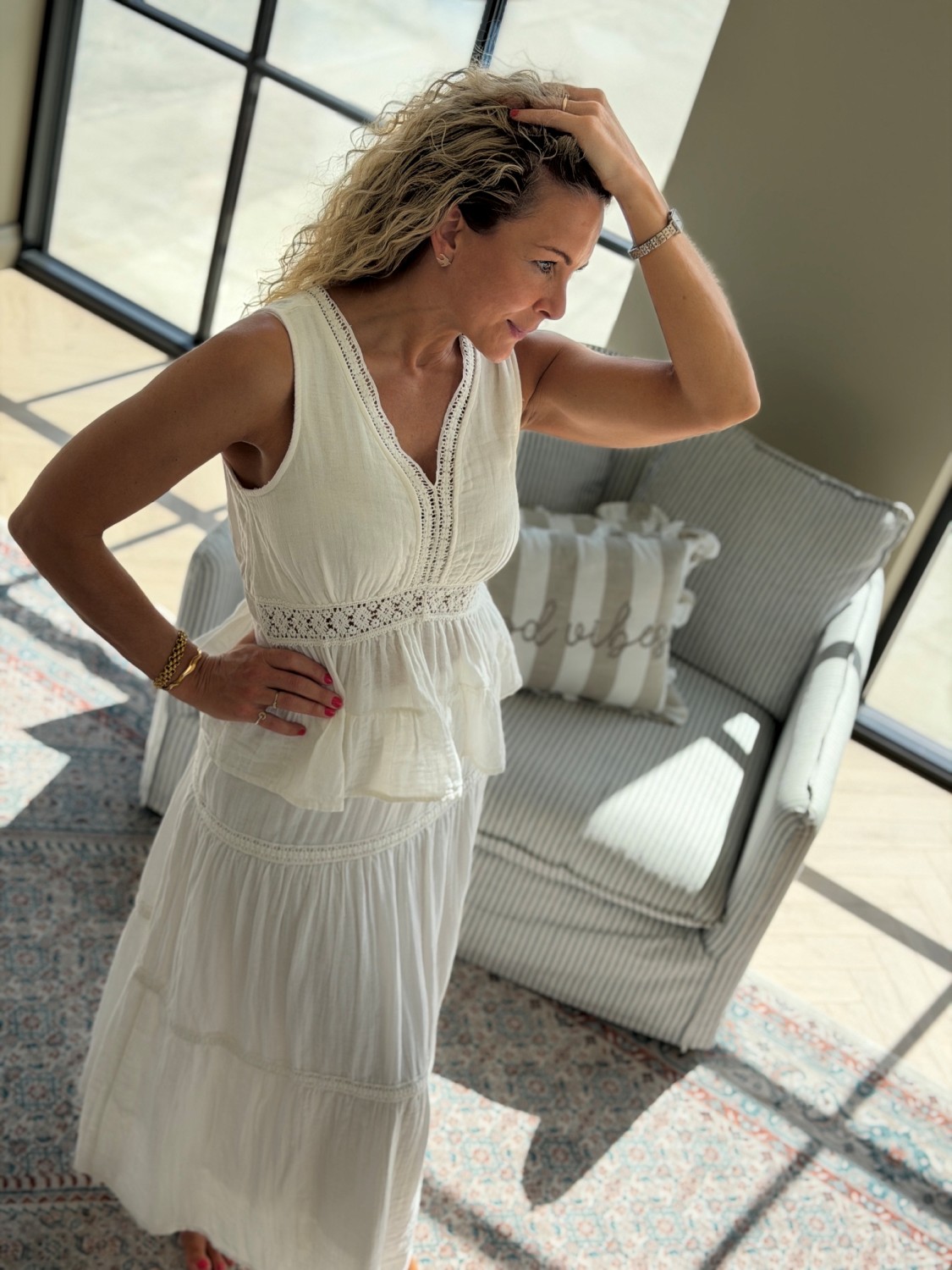 Yas Anini HW Ankle Skirt S. Star White - Hvitt sett med topp og skjørt
