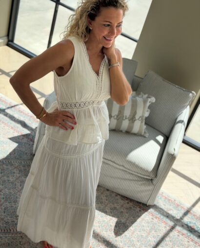 Yas Anini HW Ankle Skirt S. Star White - Hvitt sett med topp og skjørt