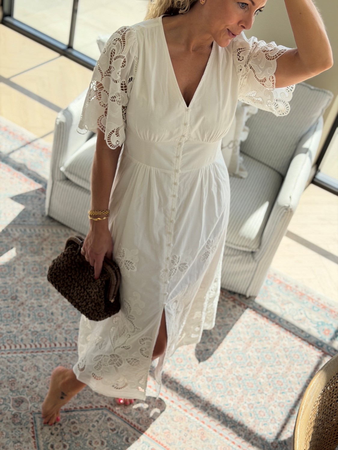 Neo Noir Lunette Emb Dress White - Hvit sommerkjole dame