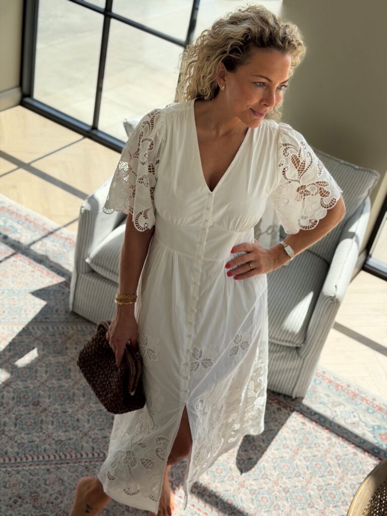 Neo Noir Lunette Emb Dress White – Hvit sommerkjole dame