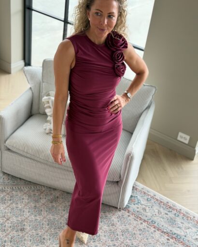 YAS Dona Long Dress Rhododendron -Kjole til bryllupsgjest og forlover