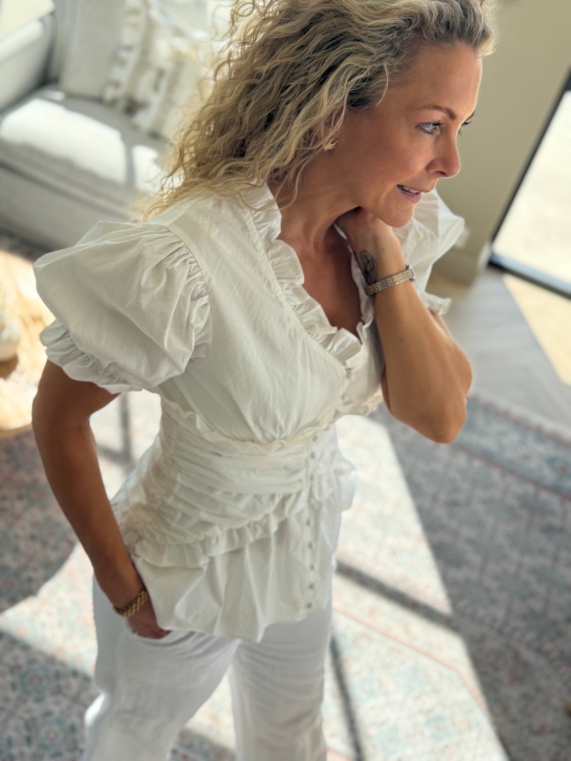 BYIC Ariel Blouse Blue White – Feminim Bluse dame i 100% bomull