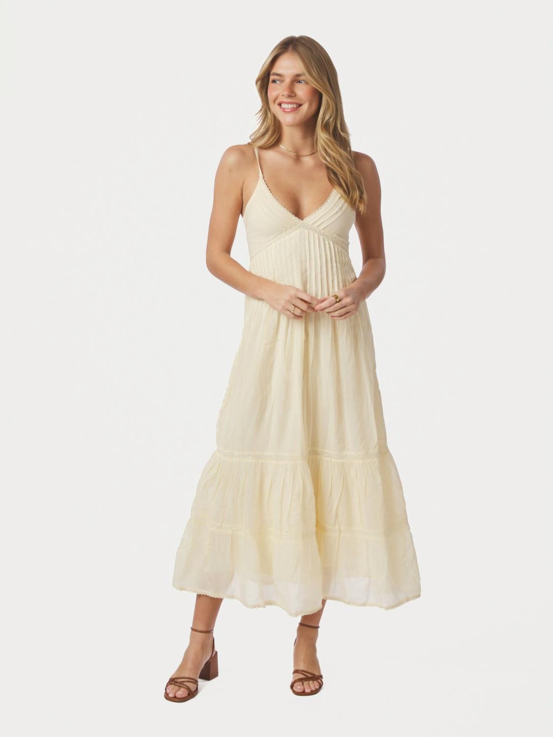 Neo Noir Elorie S Voile Dress Butter Yellow – Sommerkjole med stropper til dame i bomull