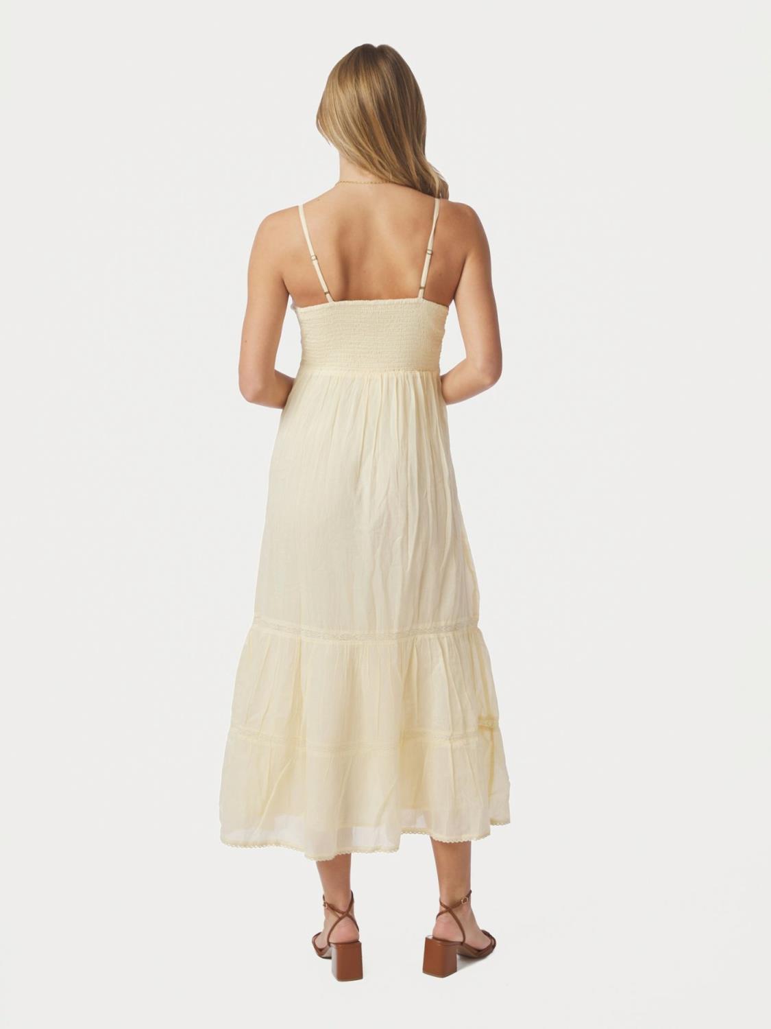 Neo Noir Elorie S Voile Dress Butter Yellow – Sommerkjole med stropper til dame i bomull