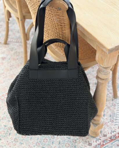 Nohr Montecristo Large Straw Bag – stor sort stråveske