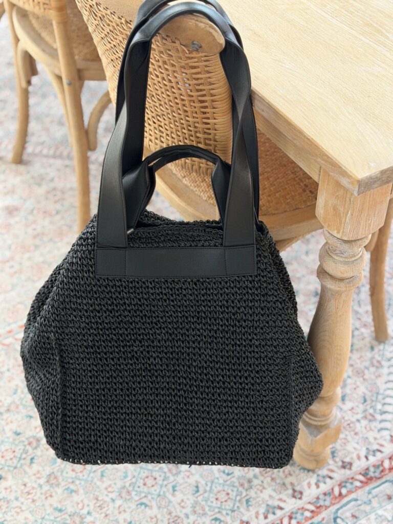 Nohr Montecristo Large Straw Bag – stor sort stråveske