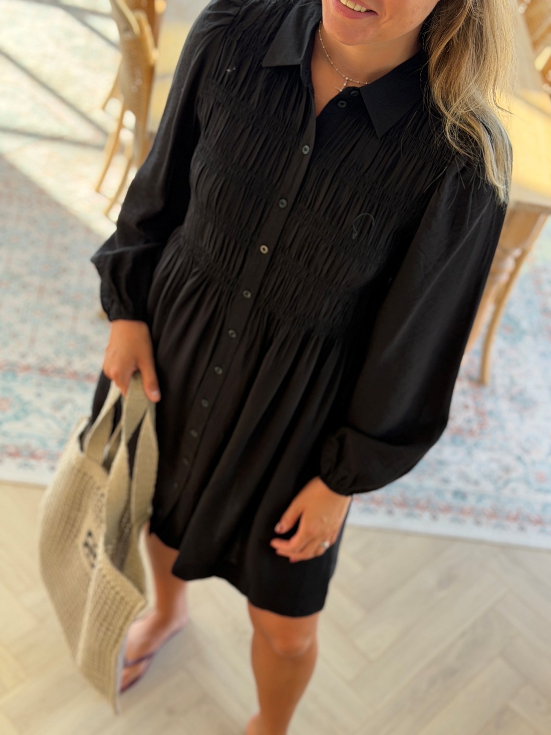 YAS Pala Smock Dress Black – sort skjortekjole med smock