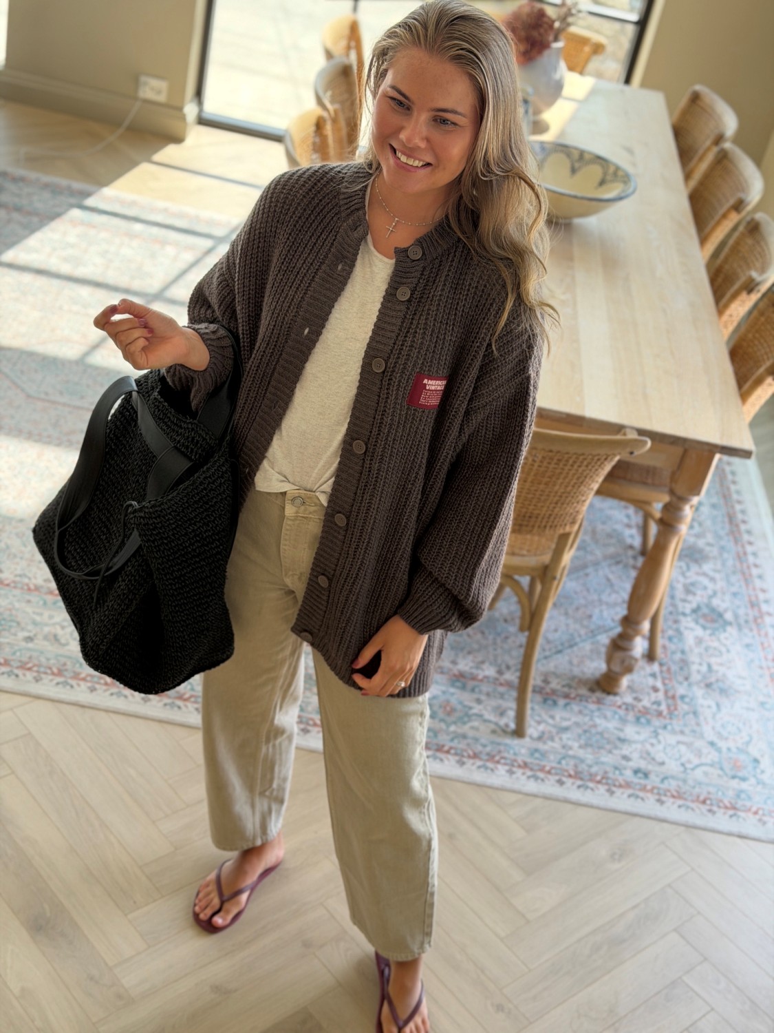 American Vintage Cyrow – Lang cardigan i ullblanding