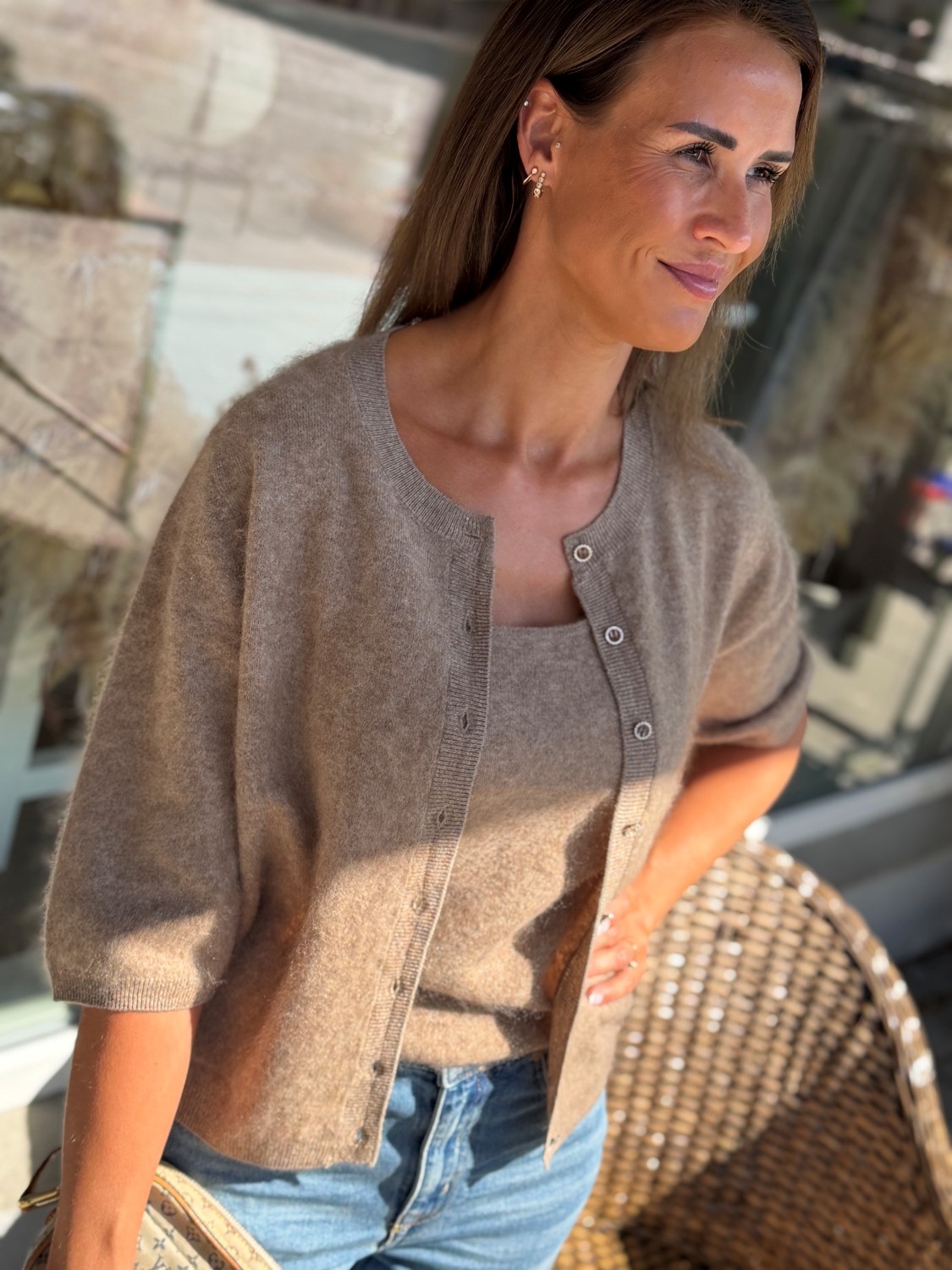 Close To My Heart Reese Cardigan – Ull- og kasjmircardigan med korte ermer