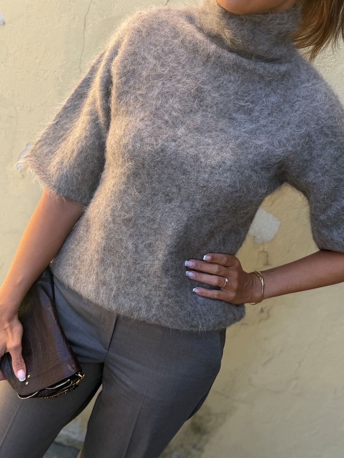 Urban Pioneers Leah SS Turtleneck – Alpakkastrikk med kort arm med høy hals