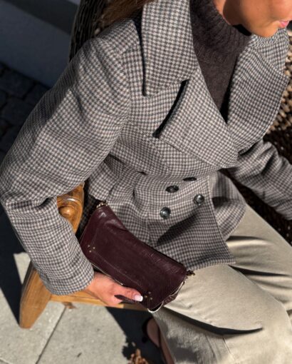 Urban Pioneers Hermione Jacket – Brun Dobbelspent hundetannsmønstret ullblazer
