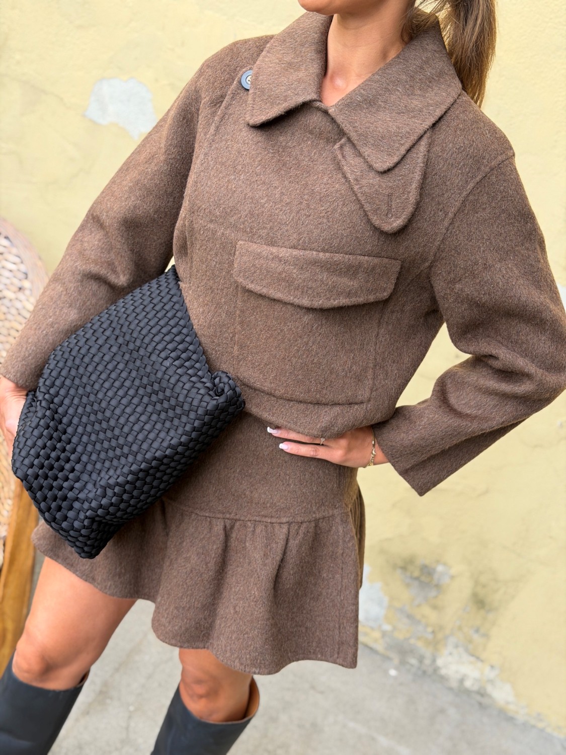Nohr Annabel Neoprene Bucket Bag - Stor sort hverdagsveske med rem