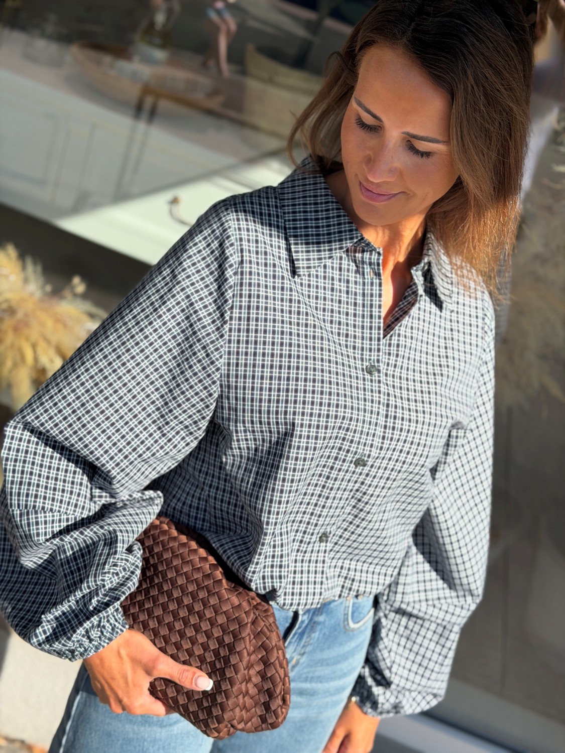 My Essential Wardrobe Sunna Balloon Sleeve Shirt – Rutete skjorte