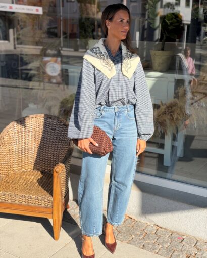 My Essential Wardrobe Sunna Balloon Sleeve Shirt – Rutete skjorte