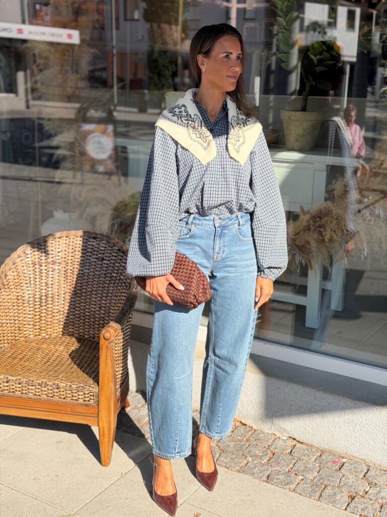 My Essential Wardrobe Sunna Balloon Sleeve Shirt – Rutete skjorte