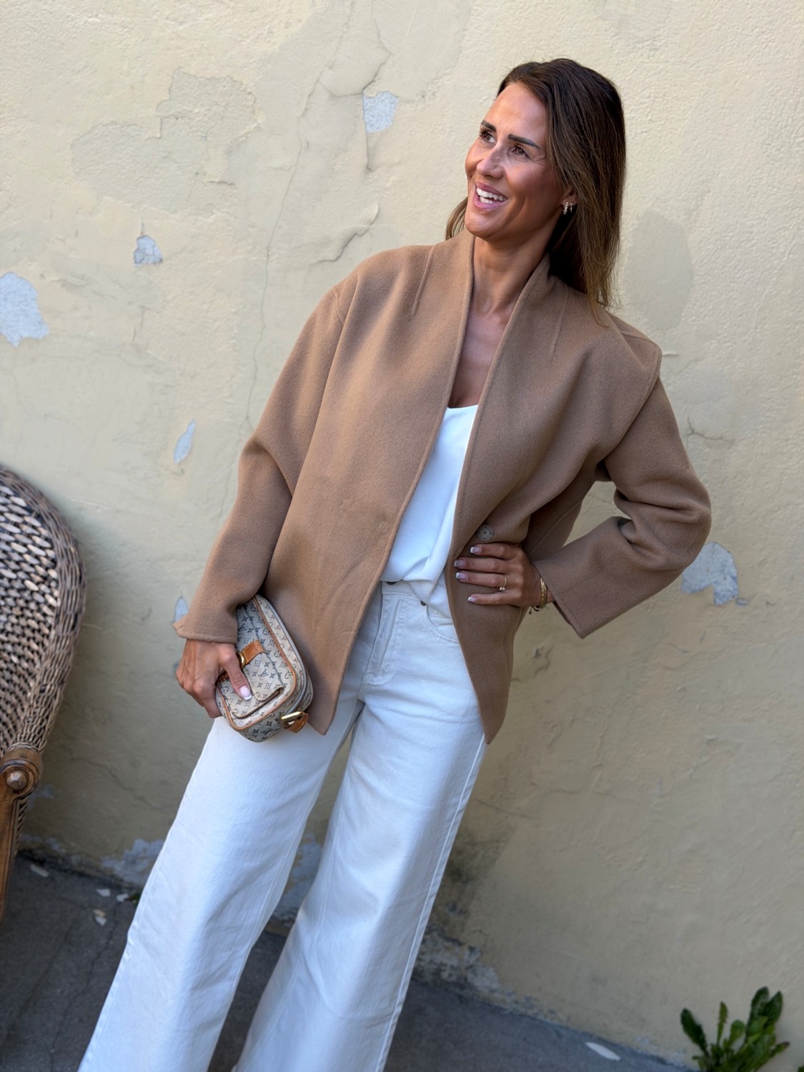 Six Ames Marla Jacket Creme Brulee – Kamelfarget overgangsjakke i ullblanding