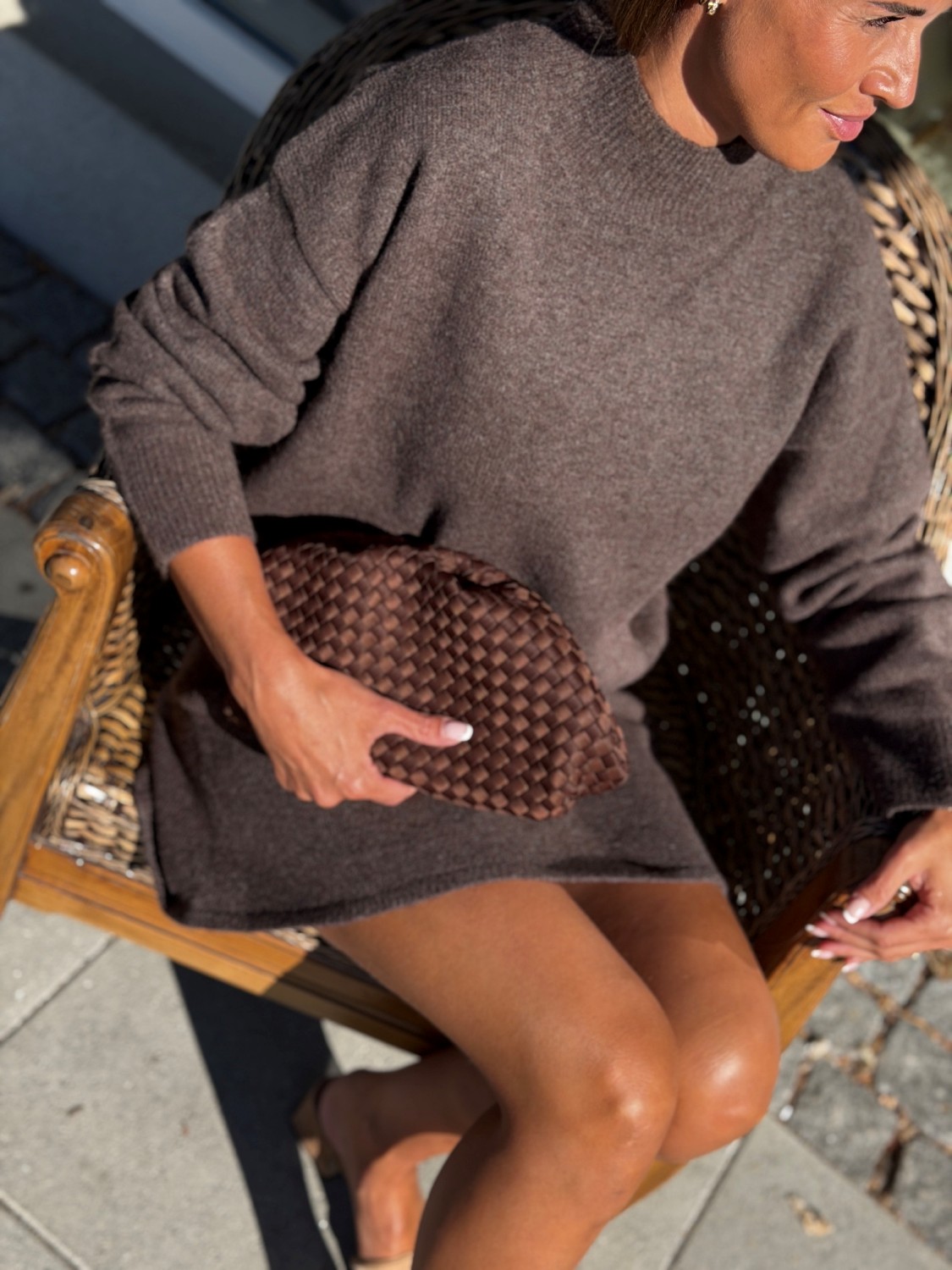 Neo Noir Gisa Knit Skirt Brown Melange – Brunt strikkeskjørt finnes matchende genser