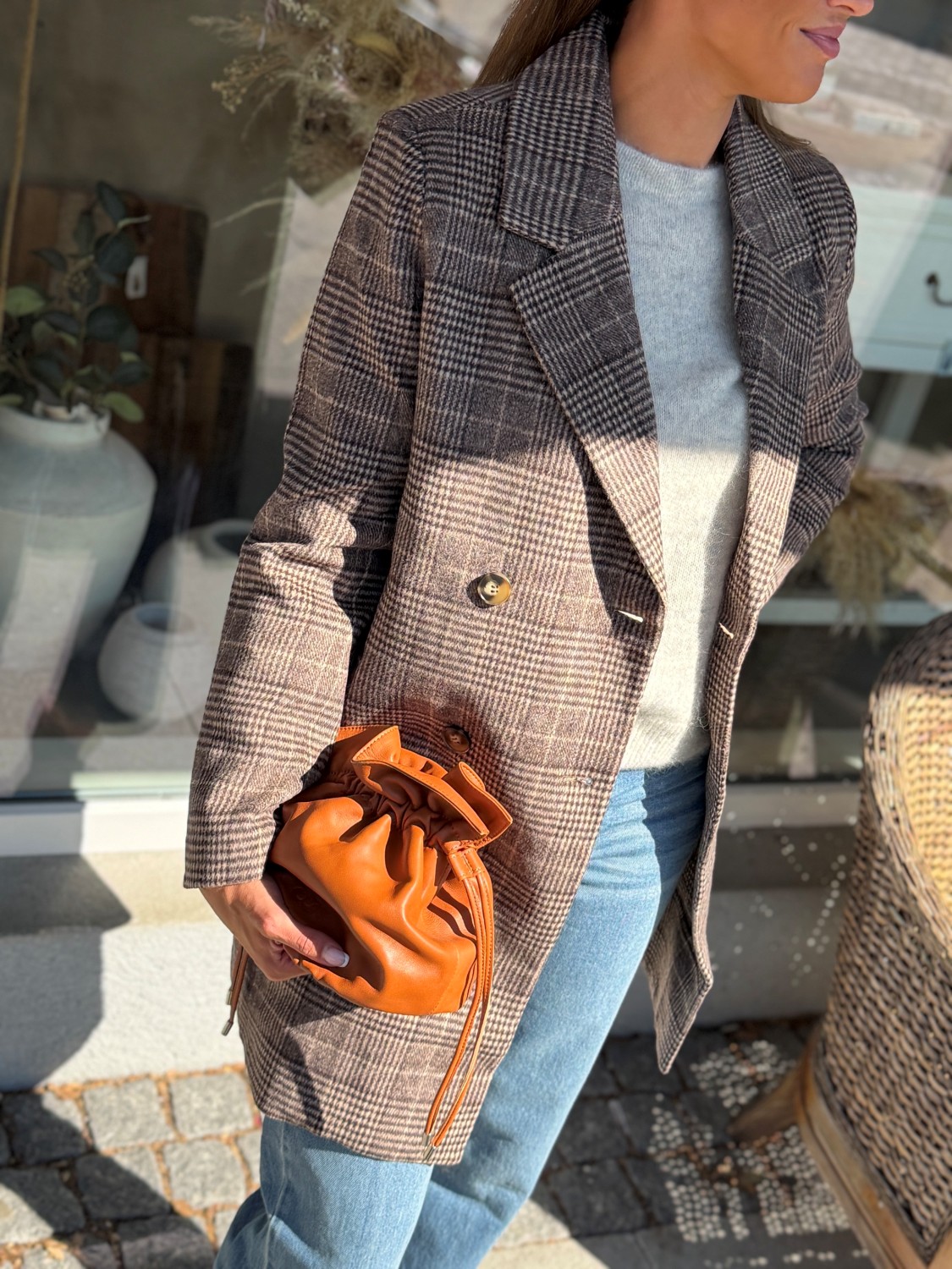 Close To My Heart Madison Check Coat – Brown Check | Brun rutete kåpe