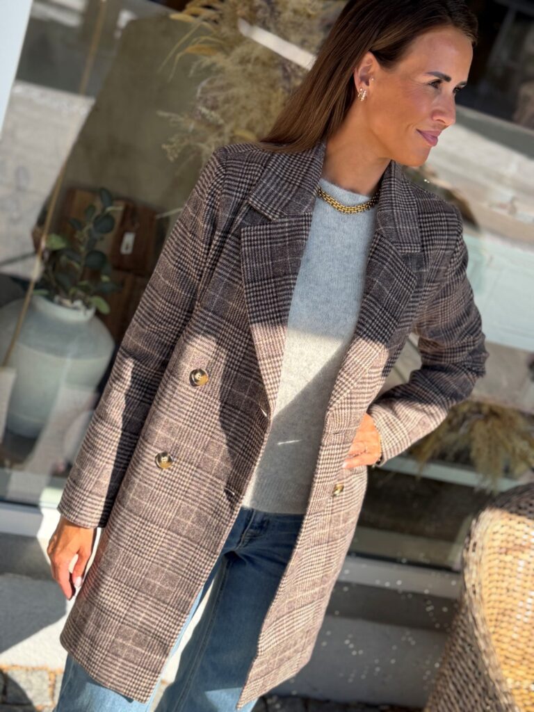 Close To My Heart Madison Check Coat – Brown Check | Brun rutete kåpe