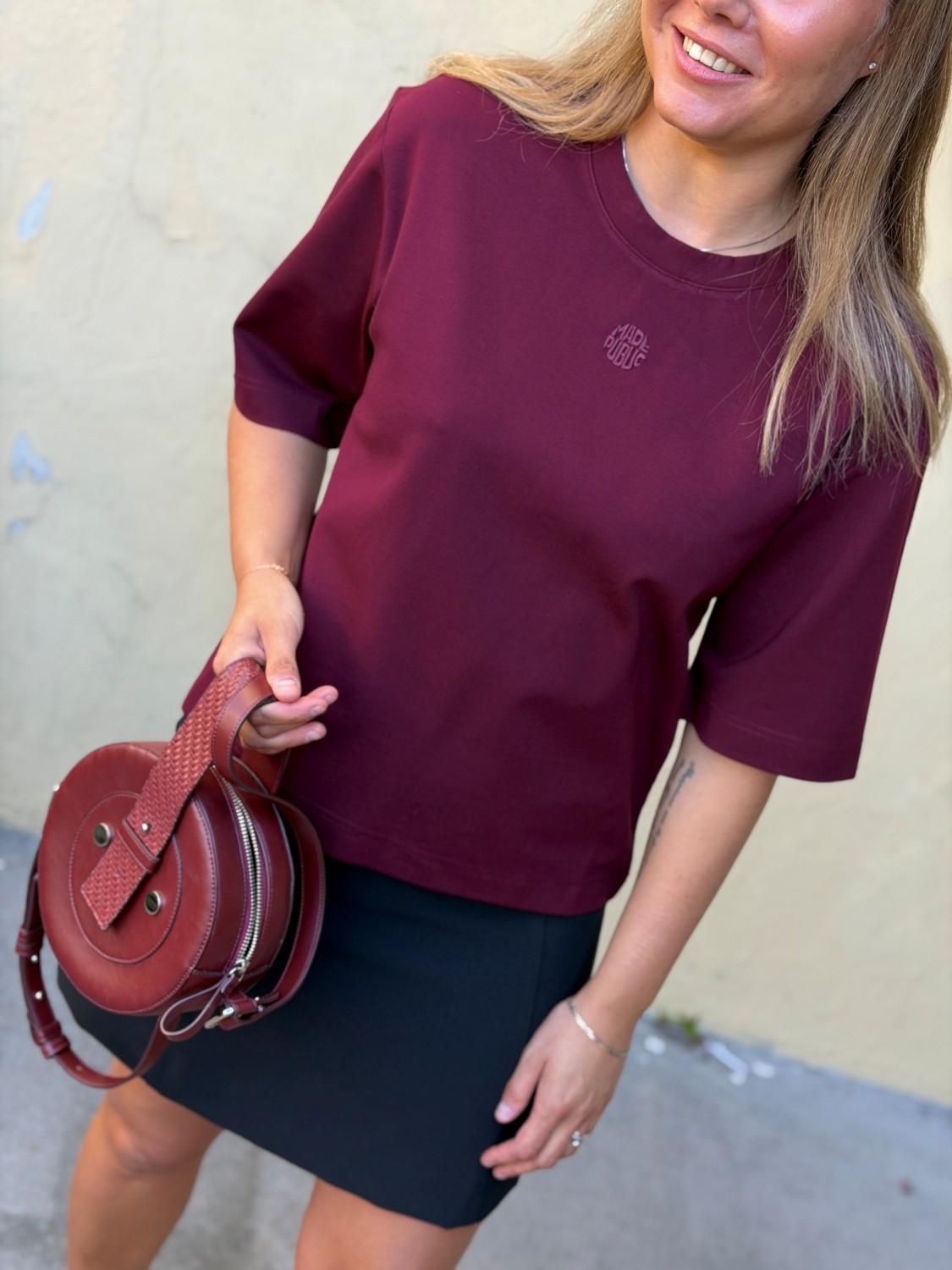 Made Public Phillipine T-Shirt Plumme – Basic T-skjorte i 100 % bomull