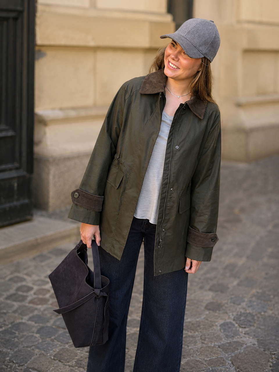 Selected Femme Wilma Waxed Jacket Grape Leaf – Grønn vokset overgangsjakke