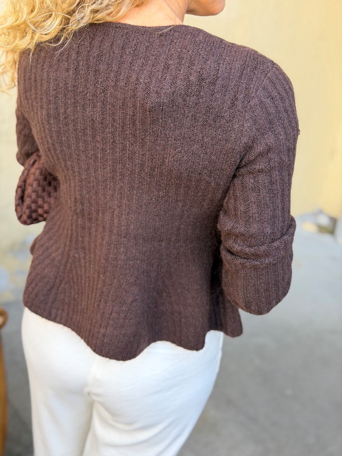 Y.A.S Dolly Knit Cardigan Coffee Bean – Brun strikket cardigan med ull
