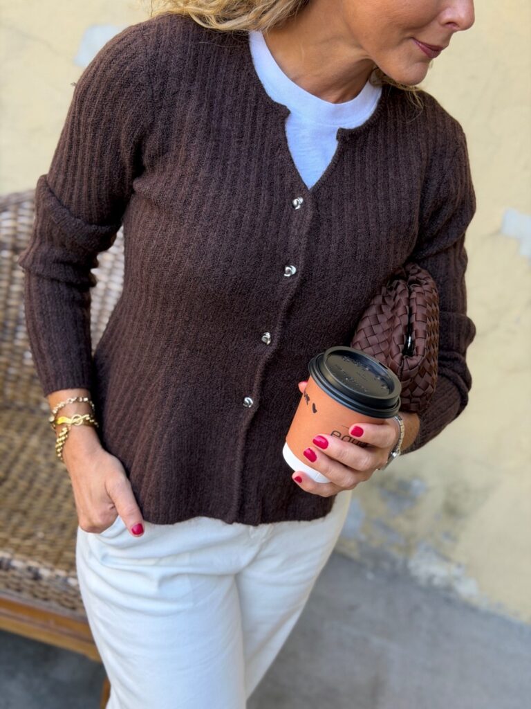 Y.A.S Dolly Knit Cardigan Coffee Bean – Brun strikket cardigan med ull