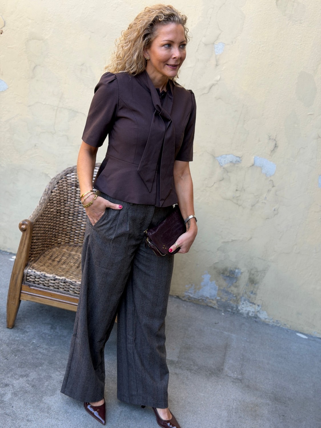 Y.A.S Riu Scarf Blazer Coffee Bean Melange – Brun blazer med skjerfdetalj