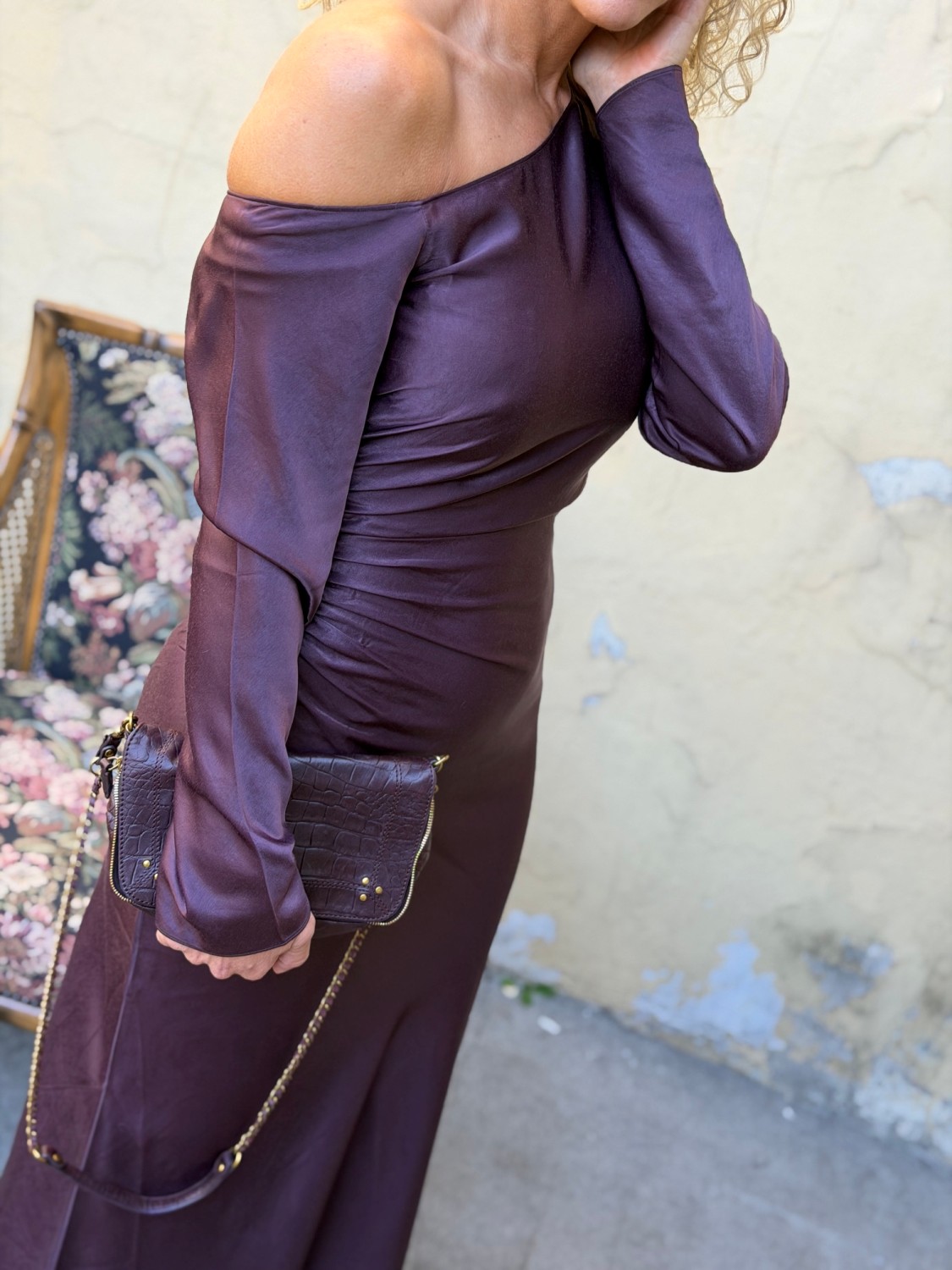 Urban Pioneers Montana Dress Plum Perfect – Plommefarget maxikjole med drapert midje