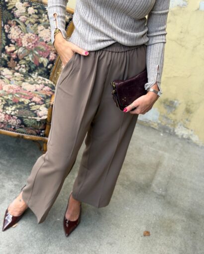 Grace & Mila Noblesse Pants Taupe – Vid bukse med elastisk midje