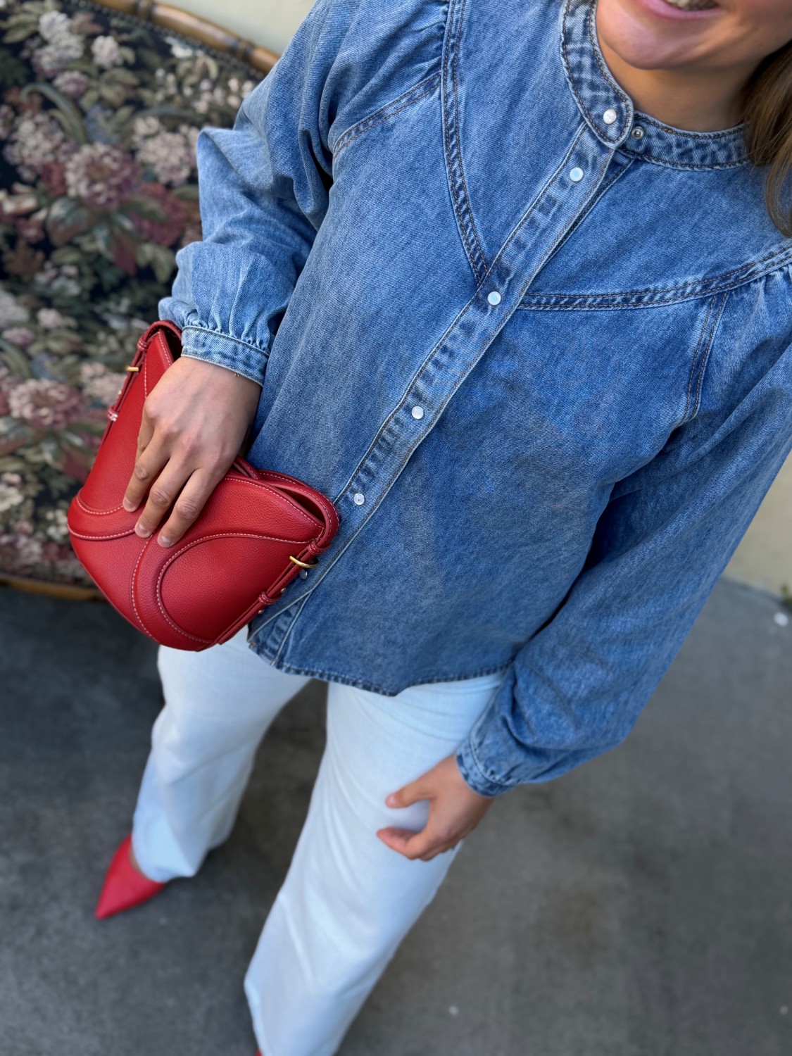 Grace & Mila Anaelle Blouse Light Blue – Lys blå denimbluse med pufferm