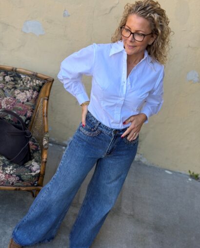 Grace & Mila Julian Jeans Vintage Blue – Blå jeans med vide ben 32