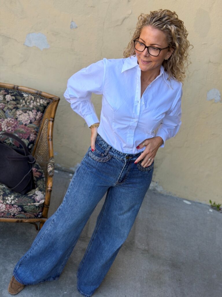 Grace & Mila Julian Jeans Vintage Blue – Blå jeans med vide ben 32