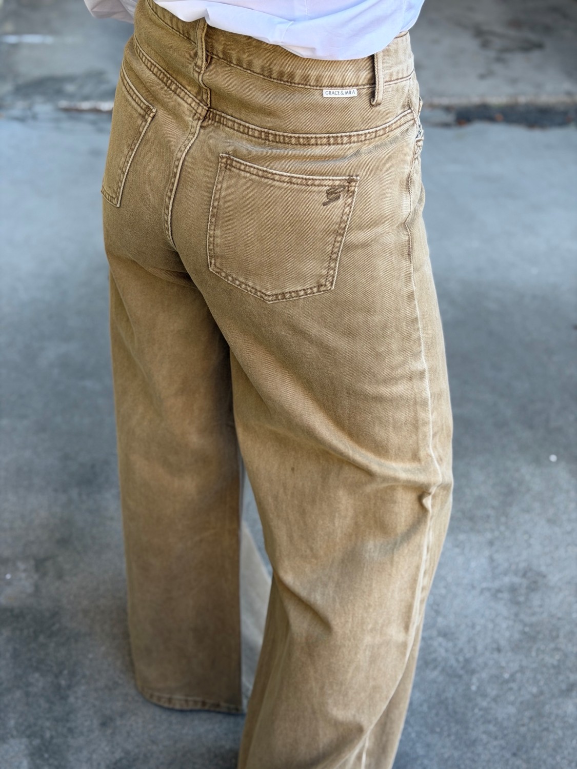 Grace & Mila Julian Jeans Mocha – Brun jeans med vide ben 32