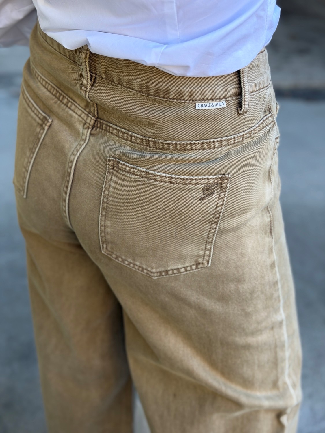 Grace & Mila Julian Jeans Mocha – Brun jeans med vide ben 32