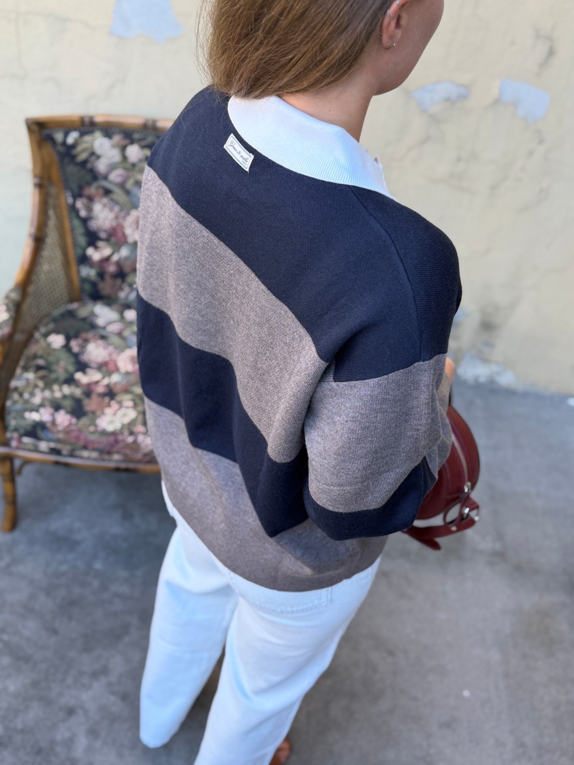 Grace & Mila Astre Pique Marine – Stripete genser med polokrage