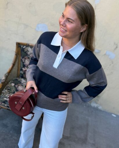 Grace & Mila Astre Pique Marine – Stripete genser med polokrage