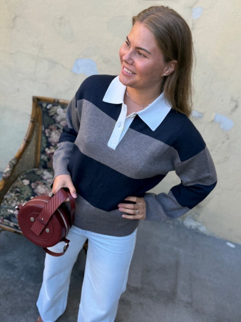 Grace & Mila Astre Pique Marine – Stripete genser med polokrage