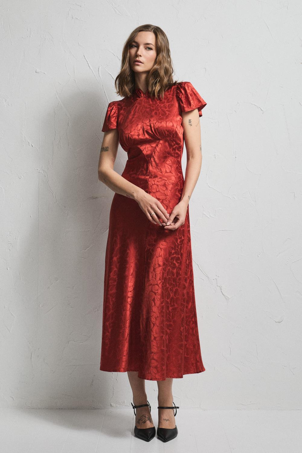 Pia Tjelta Addison Jacquard Dress Red